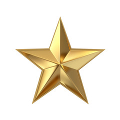 Obraz premium Golden star isolated on white. Clipping path included