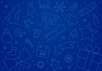 Weihnachten Hintergrund mit verschiedenen weihanchtlichen und winterlichen Icons