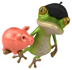 Fototapeta premium Fun french frog - 3D Illustration
