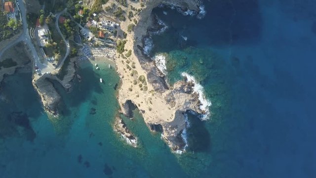 Bali Beach at Rethymno, Greece - Aerial drone footage