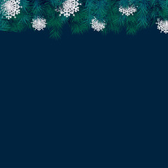 Fototapeta na wymiar Christmas Background with Fir and Snowflakes