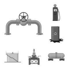 Vector illustration of oil and gas icon. Collection of oil and petrol vector icon for stock.