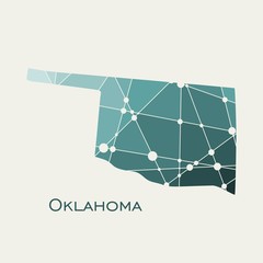 Image relative to USA travel. Oklahoma state map textured by lines and dots pattern