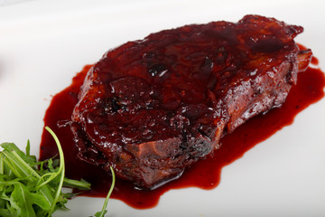 Steak with berry sauce