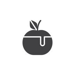 Honey apple vector icon. filled flat sign for mobile concept and web design. Rosh Hashanah simple solid icon. Jewish New Year food symbol, logo illustration. Pixel perfect vector graphics
