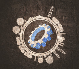 Circle with energy relative silhouettes. Design set of natural gas industry. Objects located around the circle.