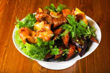Baked eggplant and pepper