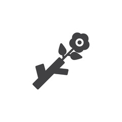Flower branch vector icon. filled flat sign for mobile concept and web design. Gardening simple solid icon. Symbol, logo illustration. Pixel perfect vector graphics