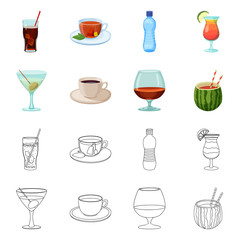 Isolated object of drink and bar logo. Set of drink and party stock vector illustration.