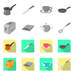 Vector illustration of kitchen and cook icon. Collection of kitchen and appliance stock symbol for web.