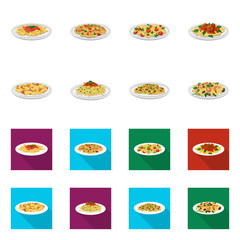 Vector design of pasta and carbohydrate sign. Collection of pasta and macaroni vector icon for stock.