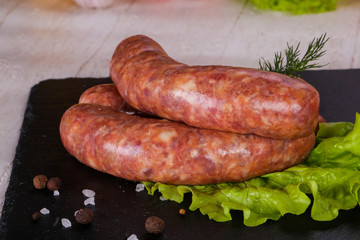 Raw pork sausages