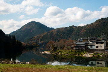 Fototapeta na wymiar journey at japan autumn season, takayama