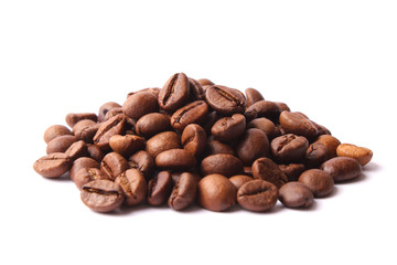 coffee beans isolated on white, aromatic coffee, coffee drinks