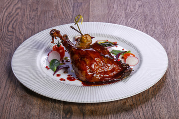 Duck leg with pear