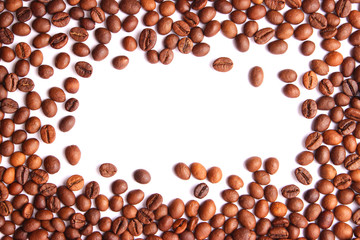 coffee beans isolated on white, aromatic coffee, coffee drinks