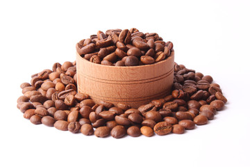 coffee beans isolated on white, aromatic coffee, coffee drinks