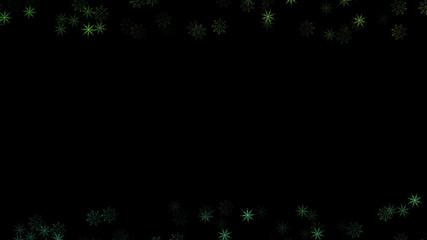 Abstract background with a variety of colorful snowflakes. Big and small.