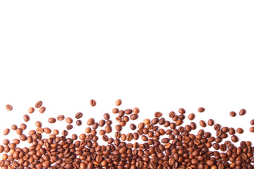 coffee beans isolated on white, aromatic coffee, coffee drinks