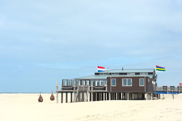 Landscape with beach pavilion