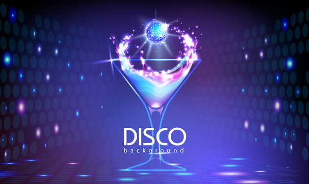 Neon Disco cocktail party background