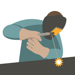 Welder at work ,vector illustration , flat