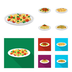 Isolated object of pasta and carbohydrate sign. Collection of pasta and macaroni vector icon for stock.