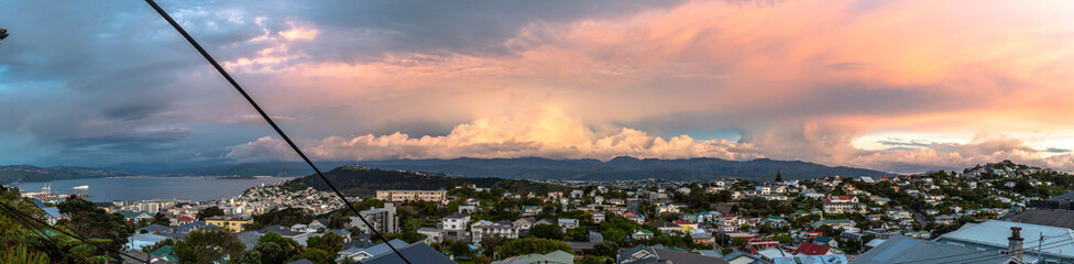 Sunset over Wellington city, New Zealand