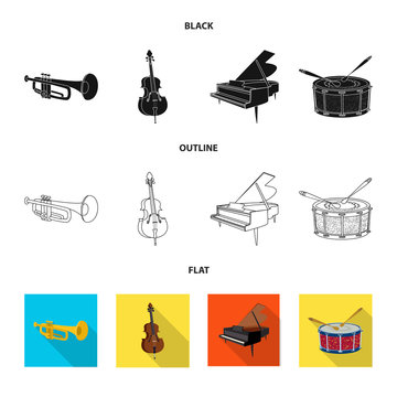Vector design of music and tune icon. Set of music and tool vector icon for stock.