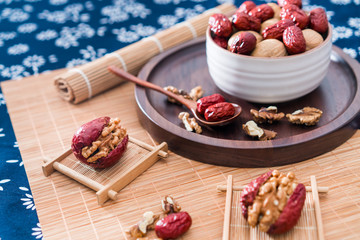 Low angle photography of jujube walnut and jujube