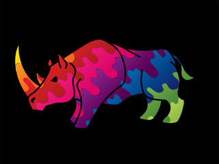 Angry Rhino ready to fight cartoon graphic vector.