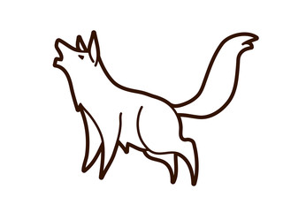 Wolf howling cartoon graphic vector.