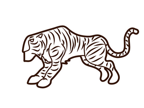 Tiger cartoon graphic vector.