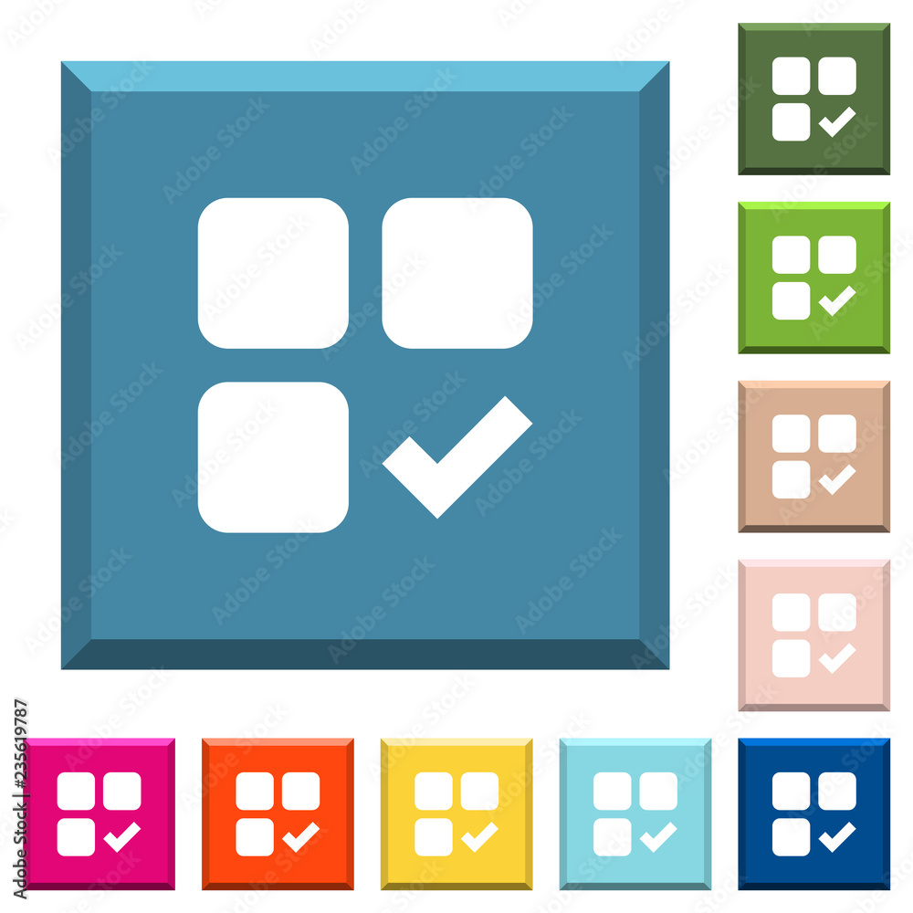 Poster component ok white icons on edged square buttons