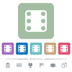 Domino six flat icons on color rounded square backgrounds