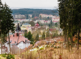 View of  Marianske Lazne spa (Marienbad) from Mescery?s view point. Famous spa town in the Karlovy...