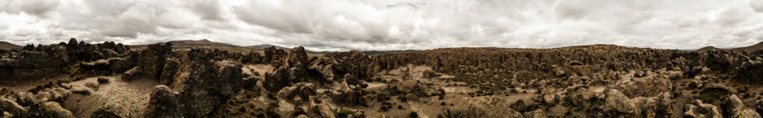 sandstone rock formation at Imata in Salinas and Aguada Blanca National Reservation, Arequipa, Peru