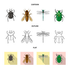 Vector illustration of insect and fly sign. Collection of insect and element stock vector illustration.