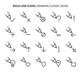 Naklejka premium Drawing signs, bold line icons. The illustrations are a vector, editable stroke, 48x48 pixel perfect files. Crafted with precision and eye for quality.