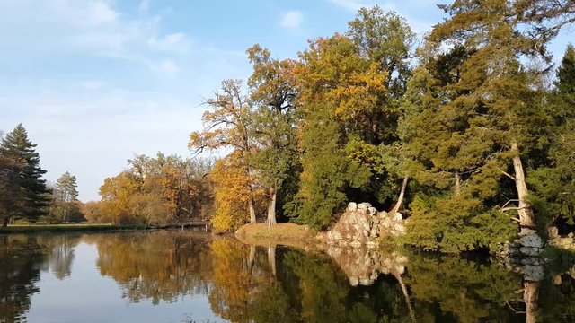 Lake during autumn in Lednice Park, Czech Republic