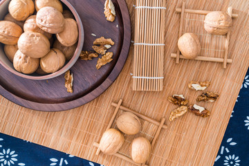 high angle shot of walnuts