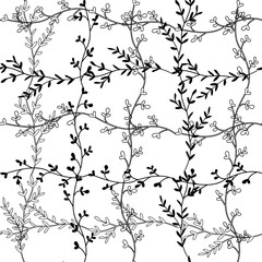 Modern vector seamless pattern with hand drawn leaves.