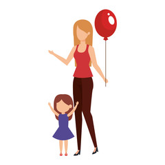 mother with daughter and balloon helium