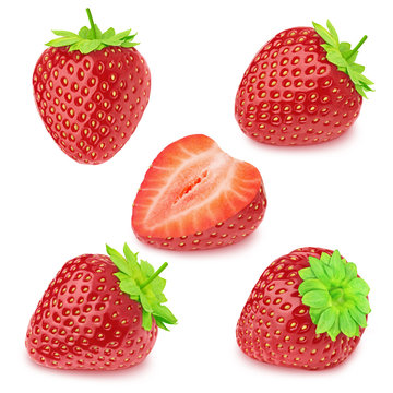 Set of strawberries isolated on a white.