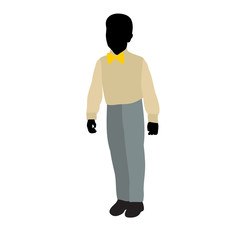 isolated, boy silhouette, in multi-colored clothes