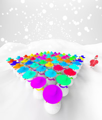 christmas and new year snow concept Xmas or christmas party. Snowman and santa  in winter ,3D rendering