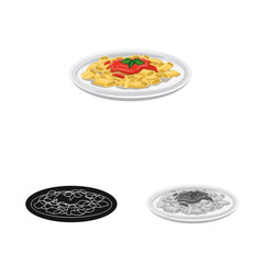 Isolated object of pasta and carbohydrate symbol. Collection of pasta and macaroni stock symbol for web.