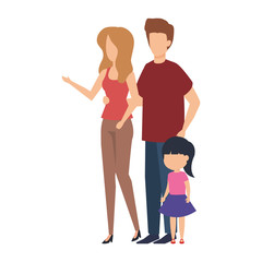 parents couple with daughter characters