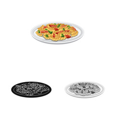 Vector design of pasta and carbohydrate symbol. Set of pasta and macaroni vector icon for stock.