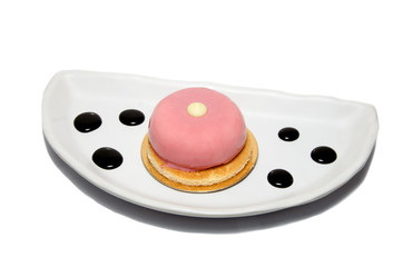 strawberry icing, cupcake, isolated